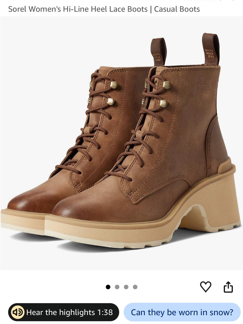 SOREL Hi-Line Heel Lace Boot In Umber Ceramic